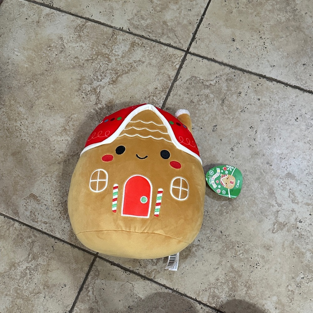Squishmallows Holiday Gingerbread Pillow 12” NWT- Brown and Red